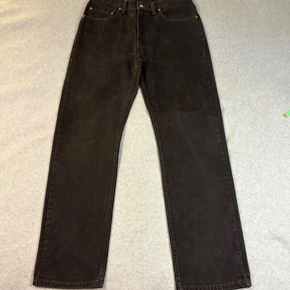 Vintage 1999 Levis 505 Solid Black Jeans No Labels Rare Button 217 Canada 32x32